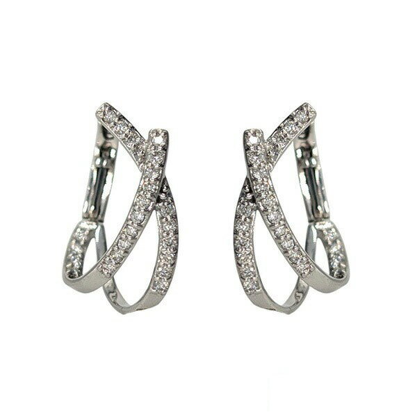 乐天商城 - K18WG ダイヤモンドフープピアス