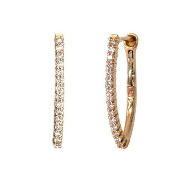 乐天商城 - 18K ダイヤモンドピアス V字 デザインフープピアス