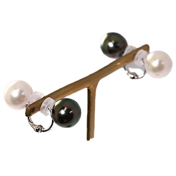 乐天商城 - イヤリング リバーシブル アコヤ真珠 黒蝶真珠 パールイヤリング K18ホワイトゴールド