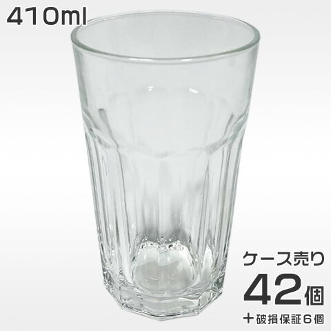 グラス お冷グラス 業務用 410ml コップ タンブラー セット まとめ買い 販売数量42個 ＋ 破損保証6個 ガラス 食洗機対応 グラス セット 飲食店 居酒屋 カフェ レストラン 用 備品 開店準備 安い おしゃれ 送料無料 ET-0008 グラスクリアー 410ml