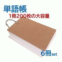 200枚綴り 単語帳 受験 多目的カード 英単語 暗記 勉強 文房具 55mm×90mm （カードリング除く）1セット6冊入り コピー用紙程度の厚みになります。※表紙は店長の気分次第で変更します