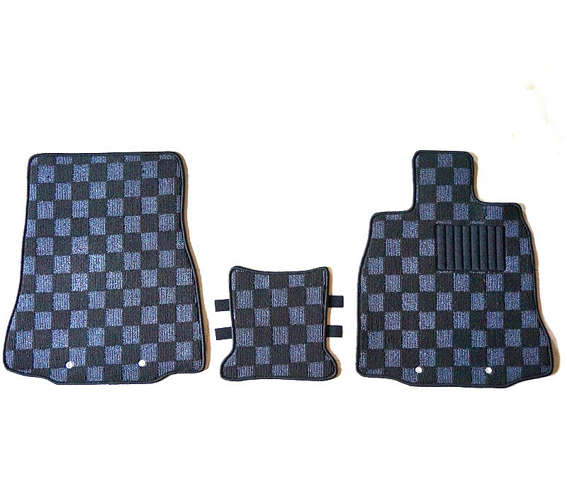 乐天商城 - カーマット 日産 エルグランド E52系 専用 新品 フロアマット ※フロントマットのみ3枚 チェック柄 黒/灰/赤/青 パーツ（国内産） 車 汚れ防止 内装 [送料無料] カバー