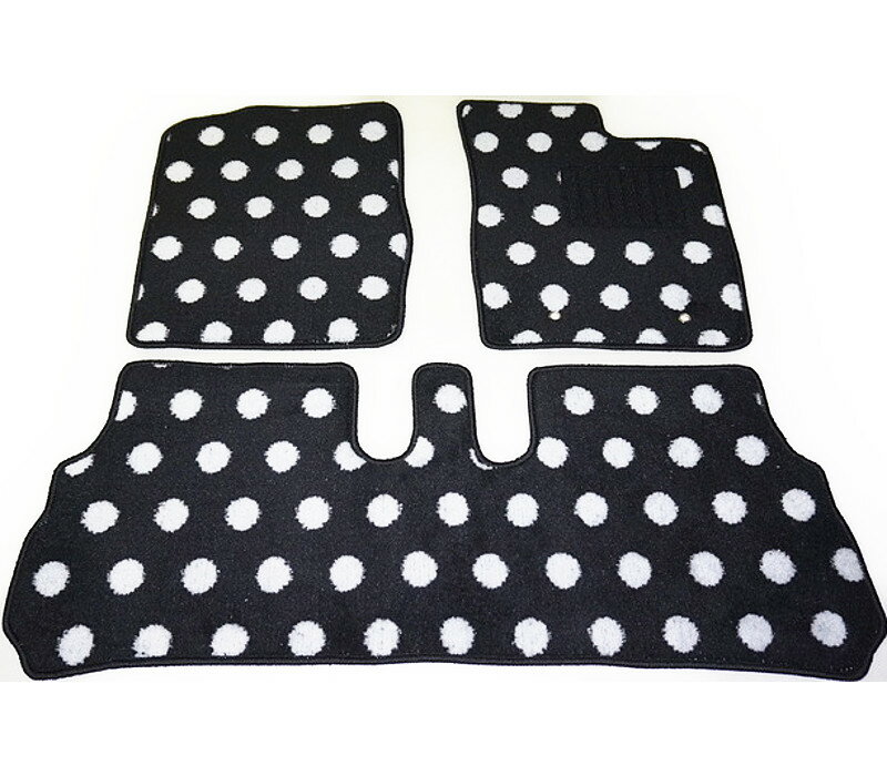 カーマット ダイハツ ムーヴ LA150S 専用 新品 フロアマット 水玉茶/水玉黒 ドット ブラック/ホワイト ..