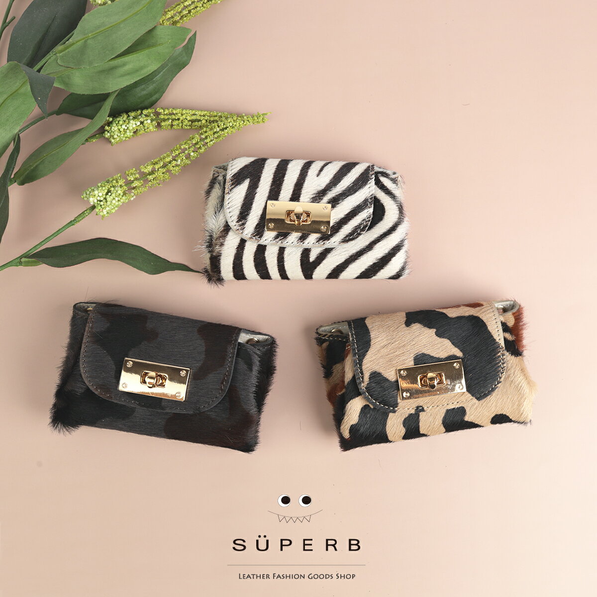 【毛付き/オールインミニウォレット/全11色】身軽にキメるミニ財布/コンパクト/ストラップ ショルダー ミニマム シンプル 小銭入れ 財..