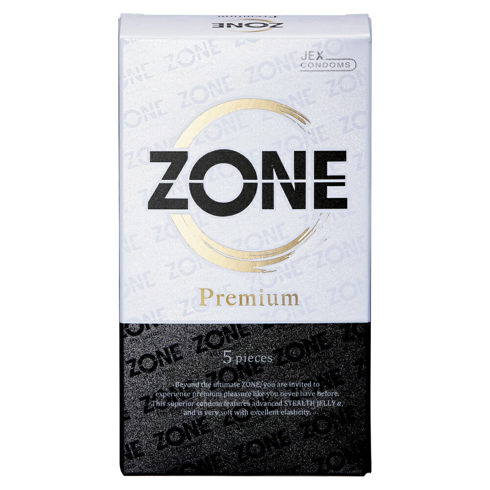 ZONE プレミアム 5個入 天然ラテックス製 コンドーム 日本製 ナチュラルタイプ ステルスゼリーα 高伸縮 ゾーン 日本製