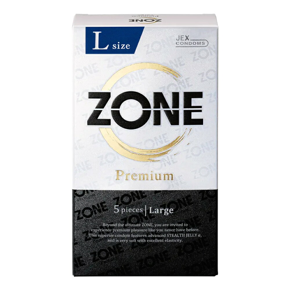乐天商城 - ZONE プレミアム Lサイズ 5個入｜ラージサイズ 高潤滑 ステルスゼリーα搭載 ラテックス製 ブリスター個包装 無着色 日本製