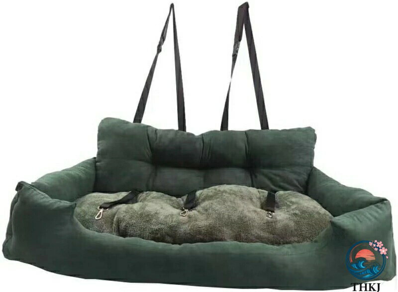 乐天商城 - ドライブベッド 犬 ベッド ペット 冬用 後部座席用 ドライブボックス 小型犬 3 匹用 多頭飼い対応 THKJ おしゃれ グリーン かわいい キャリー 犬用 食べやすい
