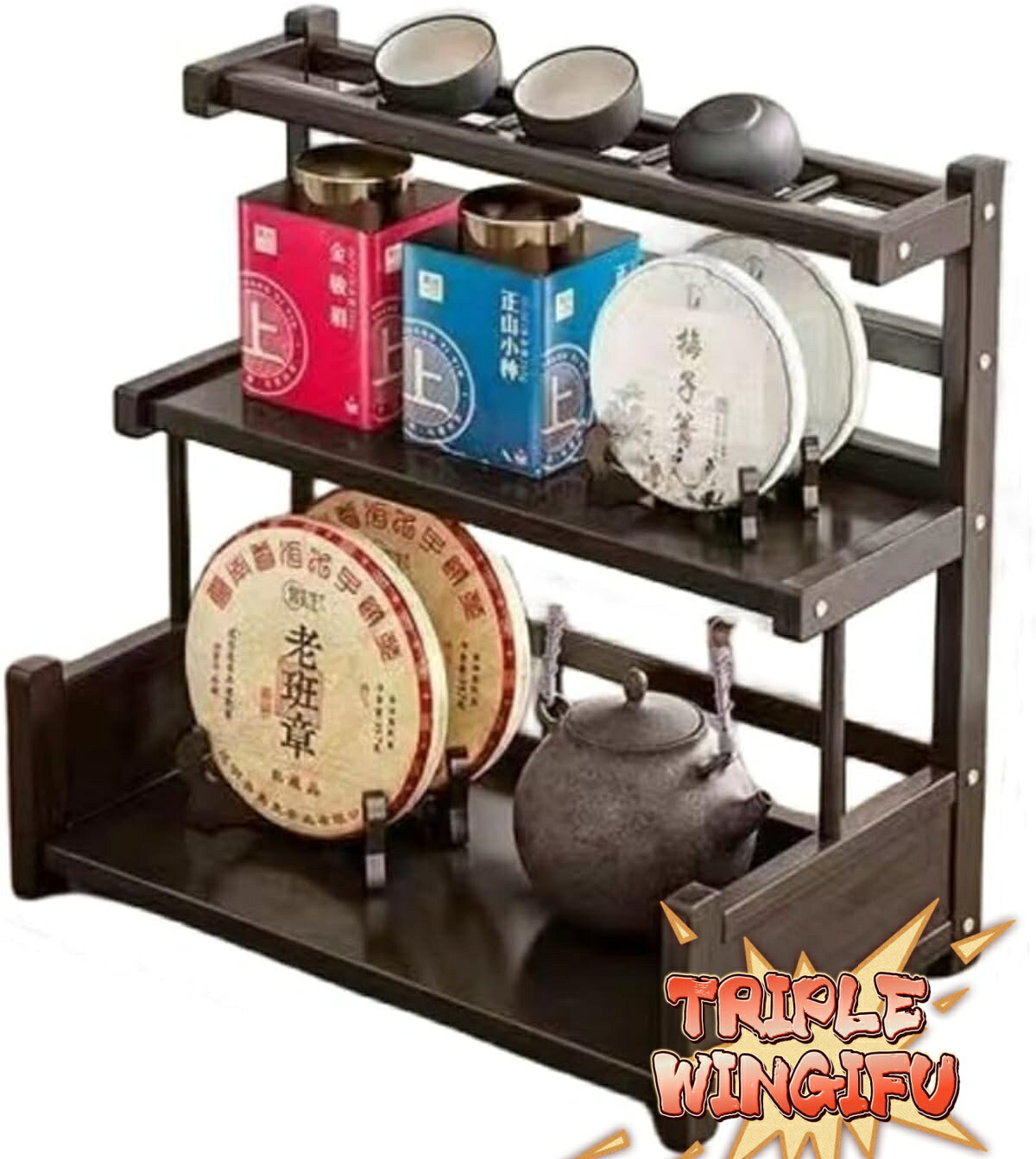 ディスプレイ棚 アンティーク 棚 ラック棚 竹製 茶杯 ティーポット 収納ラック 珍品棚 瓶台 盆栽台 中..