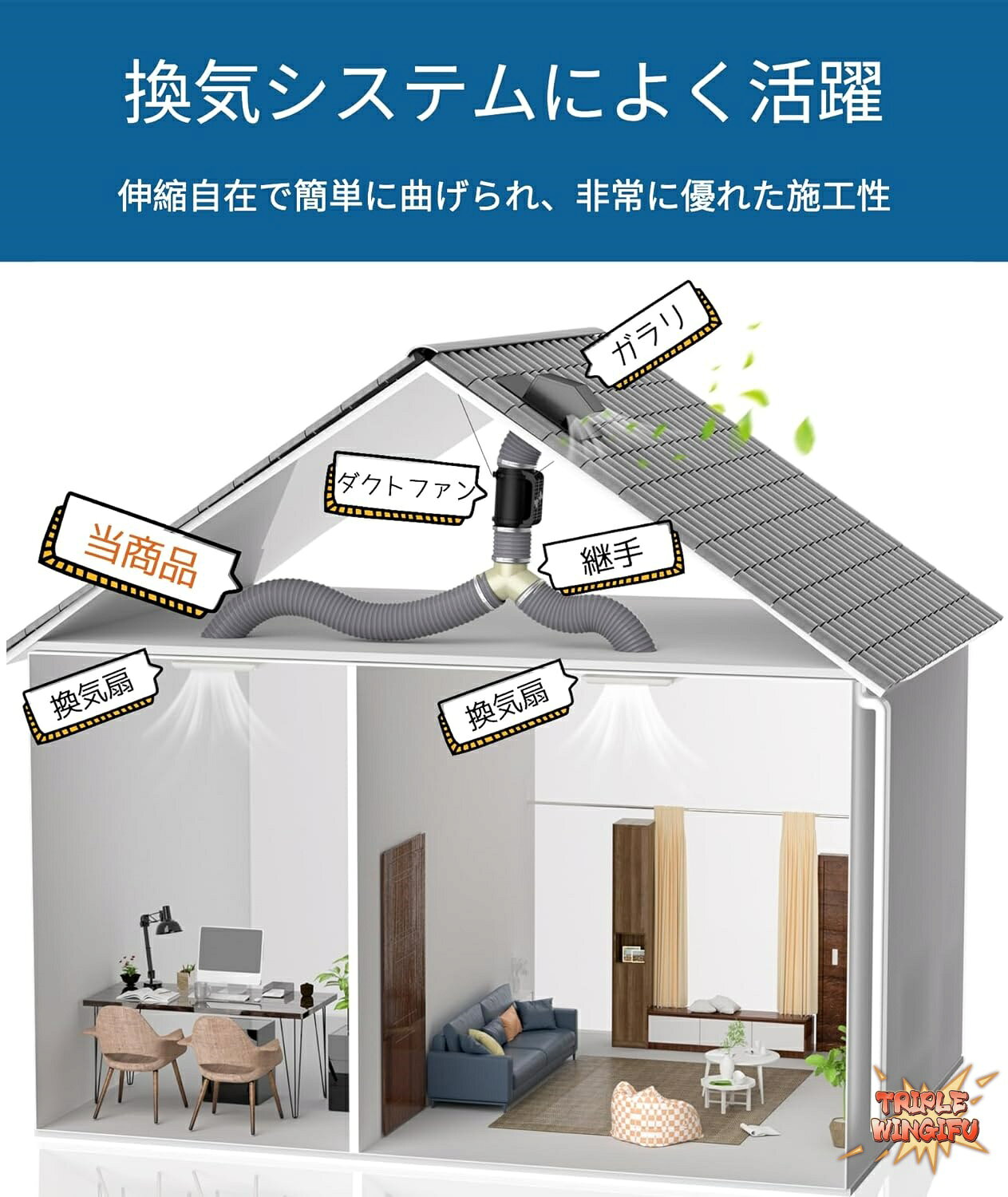 【全品5%ポイント】フレキシブルダクト 換気用 ダクトホース 蛇腹式 自由伸縮 ホー...