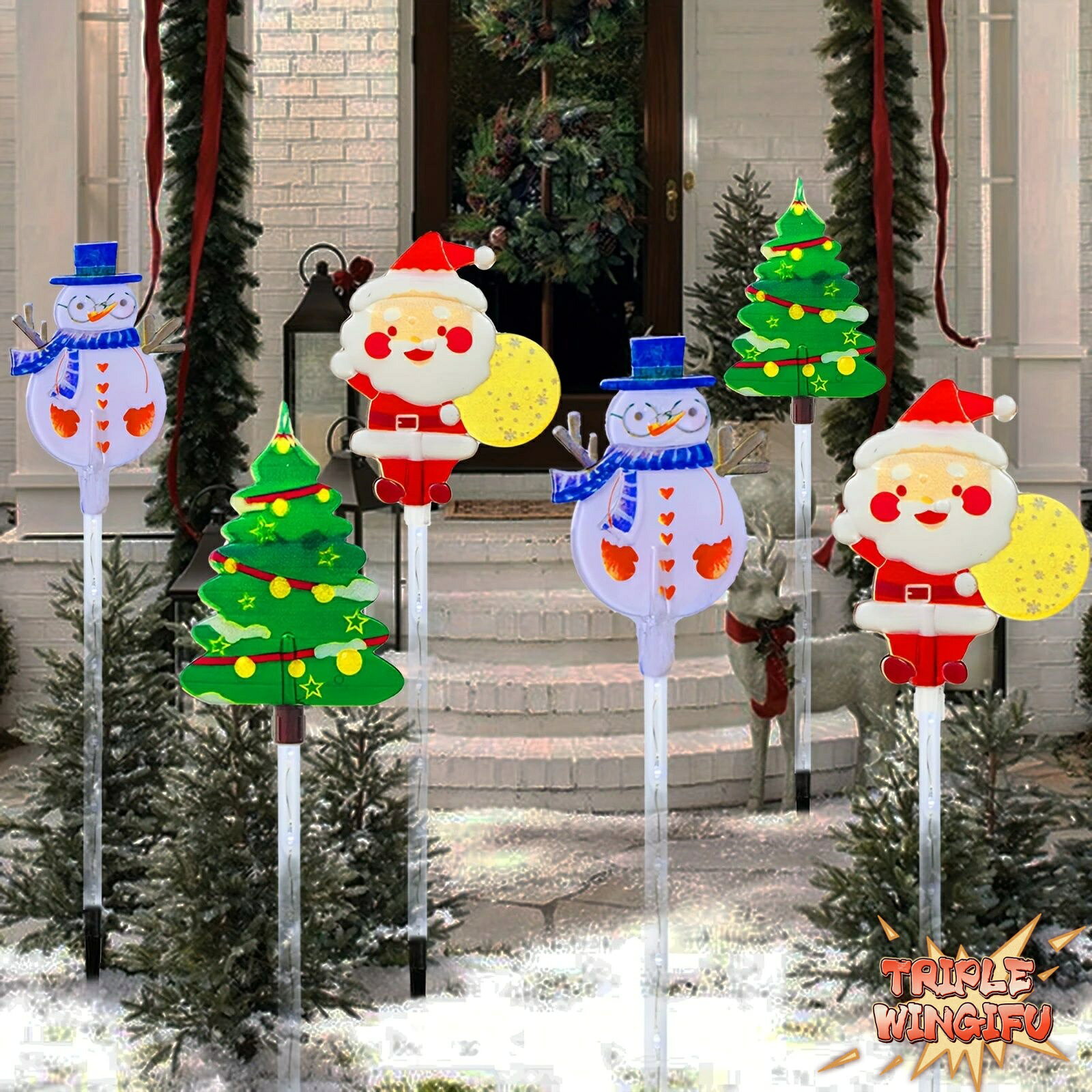 【全品2点で5%OFF】クリスマス ソーラーライト ガーデンライト 屋外 イルミネーション クリスマス飾り サンタクロース 雪だるま ライト 庭 装飾 LED 置物ライト 埋め込み式 防水 雰囲気作り アクリル素材