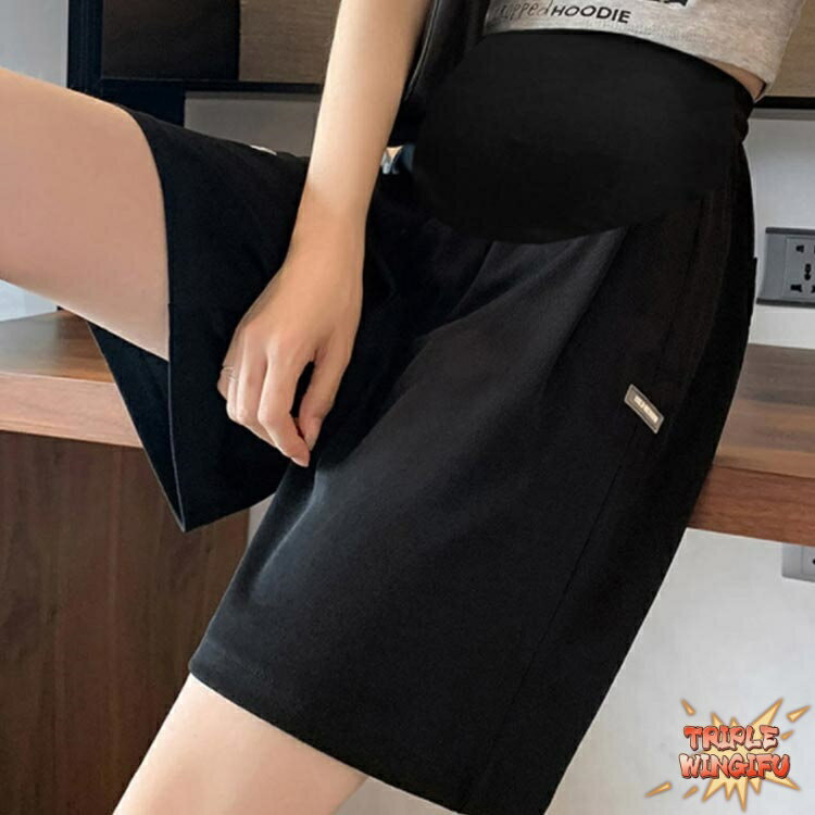 【全品5%ポイント】薄手 涼しい 夏 ショート パンツ マタニティ ハーフ マタニティウエア 五分丈 半ズボン 短パン ウエスト調節可能 アイスシルク アジャスター おしゃれ 2