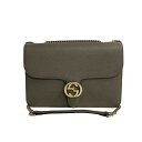 【ポイント2倍】極 美品 GUCCI グッチ インターロッキング GG ロゴ レザー 本革 チェーン 2way ハンドバッグ ミニ ショルダーバッグ グレー 2...