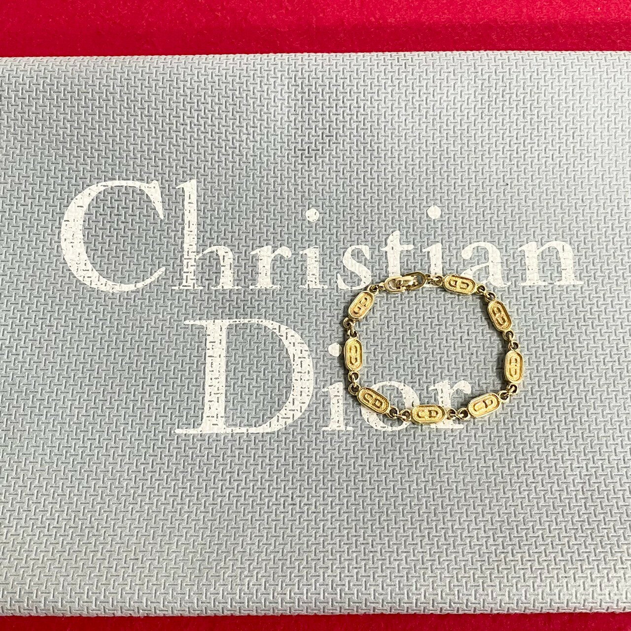 【ポイント5倍】極 美品 レア Christian Dior ディオール ヴィンテージ CD ロゴ 金具 チェーン ブレスレット バングル ゴールド レディース 32889 【送料無料】【中古】