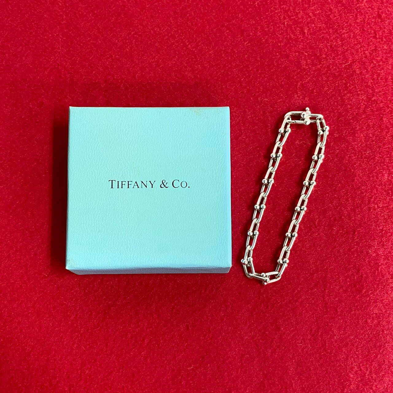 【ポイント2倍】極 美品 レア TIFFANY&Co. ティファニー ハードウエア スモールリンク シルバー925 チェーン ブレスレット バングル シルバー 60438【送料無料】【中古】