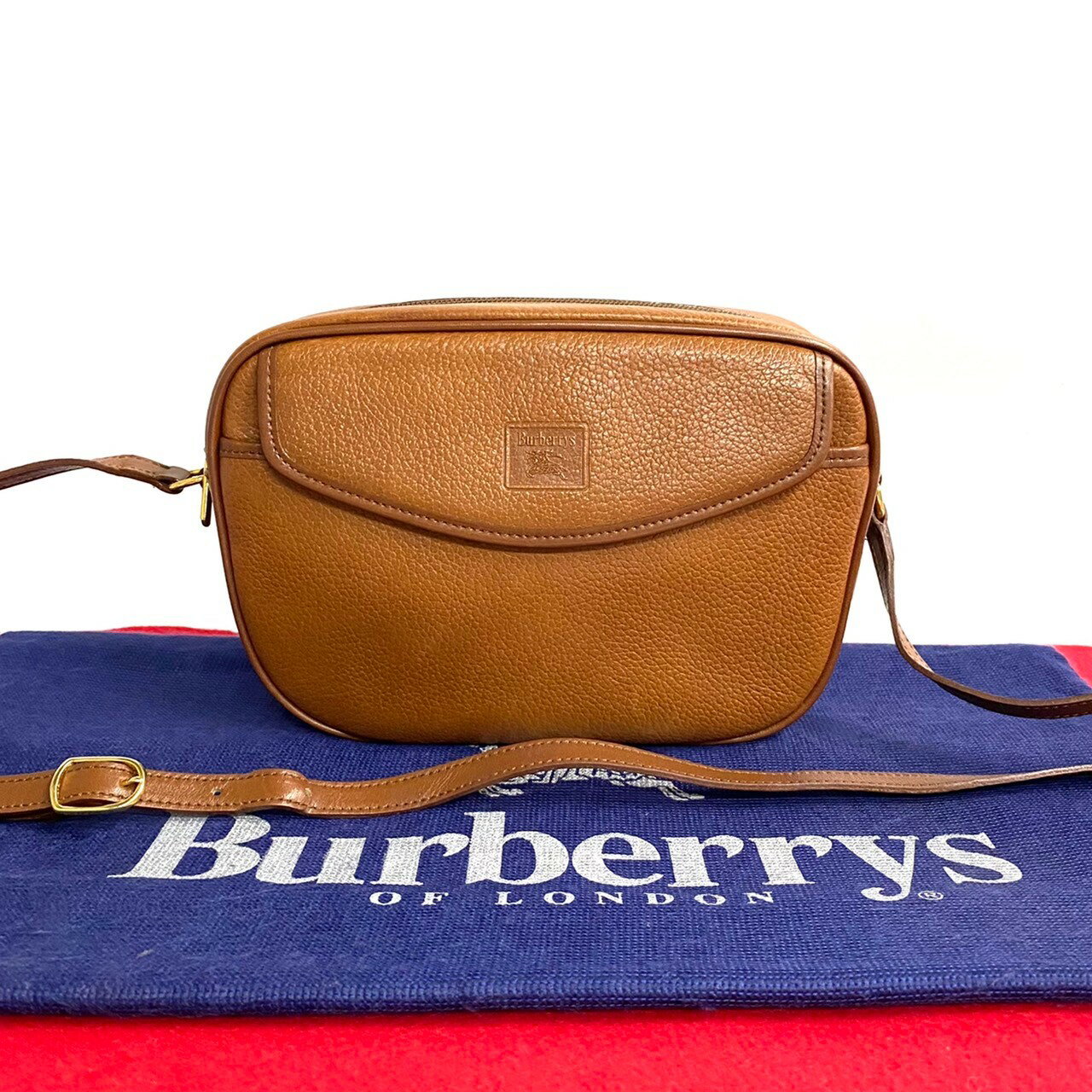 【ポイント2倍】極 美品 BURBERRY バーバリーズ ヴィンテージ ノバチェック シャドーホース ロゴ レザー ミニ ショルダーバッグ ポシェット ブラウン 30109【送料無料】【中古】