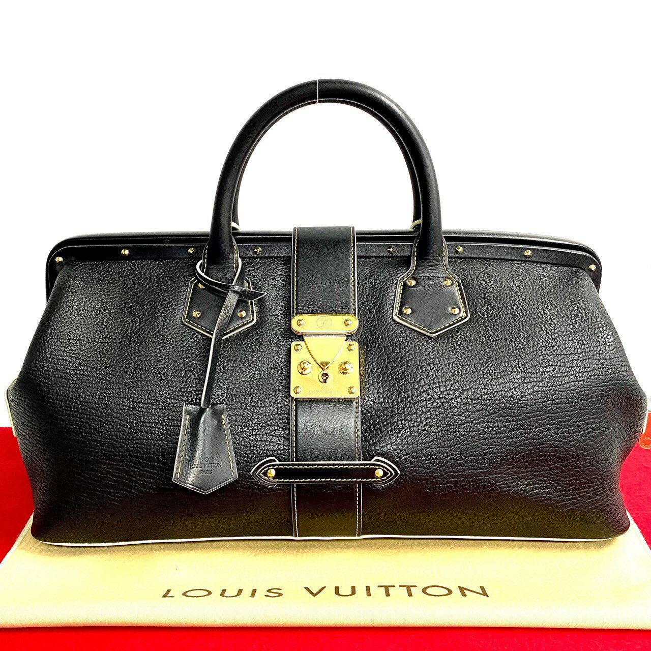 ほぼ 未使用 極 美品 LOUIS VUITTON ルイヴィトン アンジェニュー GM スハリ レザー ブラック ボストンバッグ ハンドバッグ 111-5 