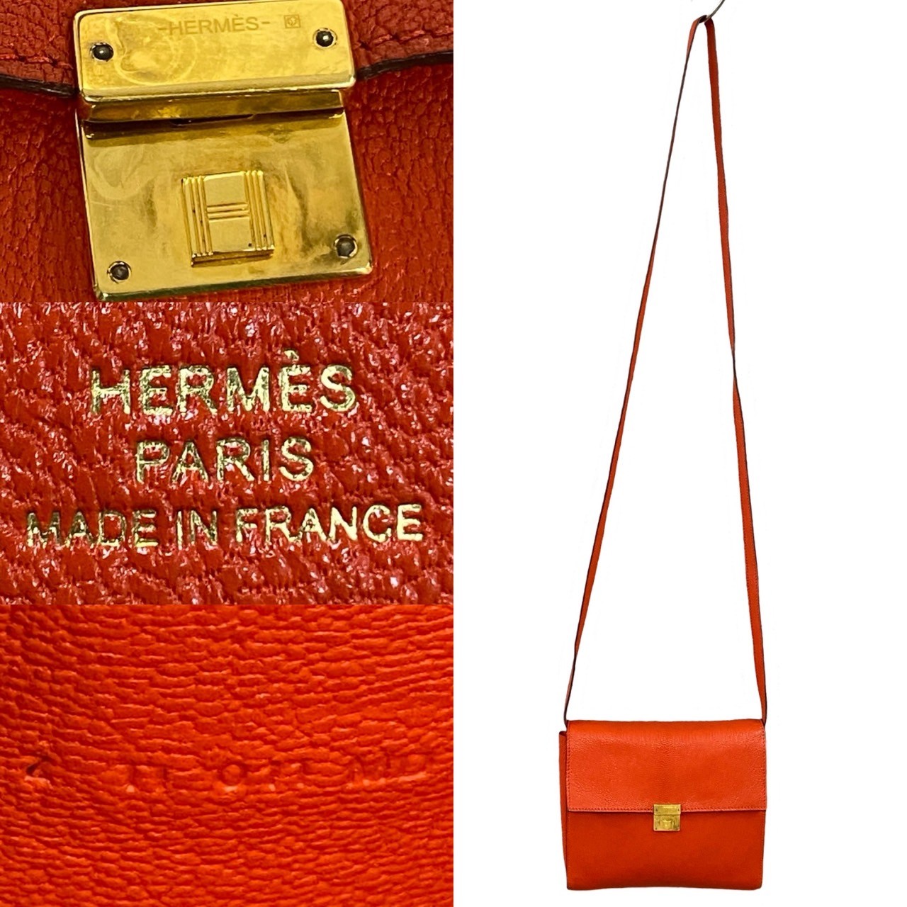 【ポイント2倍】極 美品 希少品 HERMES エルメス Z 刻印 クリック 16 ロゴ 金具 ネゴンダ レザー 本革 ミニ ショルダーバッグ ポシェット オレンジ 00286【送料無料】【中古】