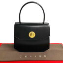 【ポイント2倍】極 美品 CELINE セリーヌ ヴィンテージ スターボール サークル 金具 カーフ レザー ハンドバッグ ミニ トートバッグ ブラック 黒 21420【送料無料】【中古】(4)