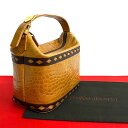 【ポイント2倍】極 美品 YVES SAINT LAURENT イヴサンローラン カットアウト レザー クロコ 型押し ハンドバッグ バニティバッグ ブラウン キャメル 79468【送料無料】【中古】(4)