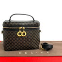 【ポイント2倍】極 美品 CELINE セリーヌ マカダム ブラゾン 柄 レザー 2way ショルダーバッグ ハンドバッグ バニティバッグ ブラック ブラウン ...