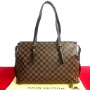 【ポイント2倍】極 美品 希少品 鍵付き LOUIS VUITTON ルイヴィトン チェルシー ダミエ レザー トートバッグ ビジネスバッグ A4収納可 ブラウ...