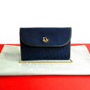 【ポイント2倍】極 美品 Christian Dior ディオール トロッター 柄 キャンバス レザー 本革 チェーン ミニ ショルダーバッグ ポシェット ネイビー 24065【送料無料】【中古】