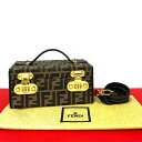 【ポイント2倍】ほぼ未使用 FENDI フェンディ ダイヤルロック バニティ ズッカ FF 柄 キャンバス レザー 2way ハンドバッグ ショルダーバッグ 茶 31472【送料無料】【中古】(4)