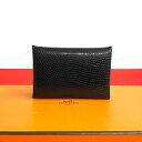 【ポイント2倍】ほぼ未使用 希少品 U刻印 HERMES エルメス カルヴィ リザード レザー 本革 カードケース 名刺入れ パスケース 小銭入れ ブラック 8...
