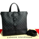 【ポイント2倍】ほぼ未使用 LOUIS VUITTON ルイヴィトン ソミュール トート モノグラム エクリプス レザー 2way ショルダーバッグ トートバッ...