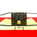 【ポイント2倍】極 美品 FENDI フェンディ ヴィンテージ ズッカ FF 柄 レザー 本革 キャンバス ミニ ショルダーバッグ ポシェット ブラウン ブラック 43170【送料無料】【中古】(4)