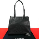 【ポイント2倍】極 美品 カード シール有 5番台 CHANEL シャネル ヴィンテージ ココ キャビアスキン レザー トートバッグ セミ ショルダーバッグ 黒 40484【送料無料】【中古】(4)