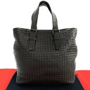 【ポイント2倍】極 美品 BOTTEGA VENETA ボッテガヴェネタ イントレチャート レザー 本革 トートバッグ ハンドバッグ A4収納可能 ブラウン 茶...