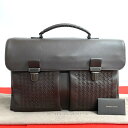 【ポイント2倍】極 美品 希少品 袋有り BOTTEGA VENETA ボッテガヴェネタ イントレチャート レザー 本革 ビジネスバッグ ハンドバック ブラウン 447-2 【送料無料】【中古】(4)