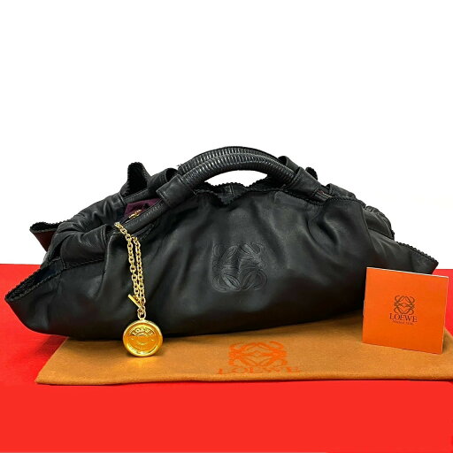 【ポイント2倍】極 美品 希少品 LOEWE ロエベ ナッパ アイレ アナグラム ロゴ レザー 本革 ハンドバッグ トートバッグ ミニ ボストンバッグ ブラック 321-8【送料無料】【中古】 【ポイント2倍】極 美品 希少品 LOEWE ロエベ ナッパ アイレ アナグラム ロゴ レザー 本革 ハンドバッグ トートバッグ ミニ ボストンバッグ ブラック 321-8【送料無料】【中古】