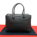 【ポイント2倍】極 美品 BOTTEGA VENETA ボッテガヴェネタ イントレチャート レザー 本革 ボストンバッグ ハンドバッグ トートバッグ ブラック ...