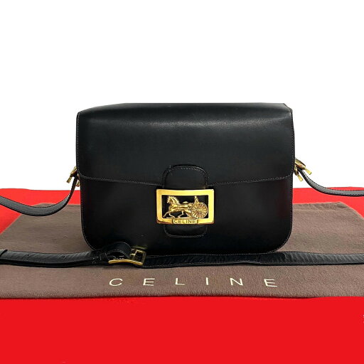 【ポイント2倍】極 美品 CELINE セリーヌ ヴィンテージ 馬車 金具 カーフ レザー 本革 ショルダーバッグ ポシェット サコッシュ ブラック 黒 23751【送料無料】【中古】 【ポイント2倍】極 美品 CELINE セリーヌ ヴィンテージ 馬車 金具 カーフ レザー 本革 ショルダーバッグ ポシェット サコッシュ ブラック 黒 23751【送料無料】【中古】