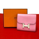 【ポイント2倍】ほぼ未使用 箱 袋付 □N刻印 HERMES エルメス コンスタンス コンパクト ヴォーエプソン 二つ折り財布 ミニ ウォレット ローズアザレ ...