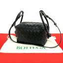【ポイント2倍】未使用保管品 袋付き BOTTEGA VENETA ボッテガヴェネタ トップハンドルループ イントレチャート レザー ショルダーバッグ ブラック...