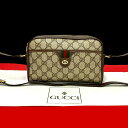 【ポイント2倍】極 美品 GUCCI グッチ オールドグッチ シェリーライン GG ロゴ 柄 レザー 本革 ミニ ショルダーバッグ ポシェット ブラウン 633...