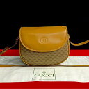 【ポイント2倍】極 美品 GUCCI グッチ オールドグッチ ヴィンテージ マイクロGG ロゴ レザー ミニ ショルダーバッグ ポシェット サコッシュ ブラウン...