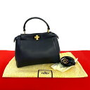 【ポイント2倍】ほぼ未使用 希少品 FENDI フェンディ ピーカーブー ミニ レザー 本革 2way ミニ ショルダーバッグ ハンドバック ネイビー 5858...