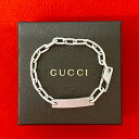 【ポイント2倍】極 美品 GUCCI グッチ ID プレート ブレスレット シルバー925 チェーン バングル アクセサリー メンズ シルバー 25175【送料無料】【中古】