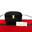 【ポイント2倍】極 美品 Salvatore Ferragamo サルヴァトーレフェラガモ ヴァラ 金具 レザー 本革 ショルダーバッグ ポシェット サコッシュ ブラック 45577【送料無料】【中古】