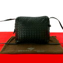 【ポイント2倍】極 美品 袋付 BOTTEGA VENETA ボッテガヴェネタ イントレチャート レザー 本革 ミニ ショルダーバッグ ポシェット ブラック 31049【送料無料】【中古】