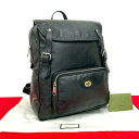 【ポイント2倍】極 美品 保存袋付 GUCCI グッチ インターロッキング G ロゴ 金具 レザー リュックサック バックパック デイパック ブラック 黒 24665【送料無料】【中古】