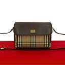 【ポイント2倍】極 美品 BURBERRYS バーバリーズ ノバチェック シャドーホース ロゴ 金具 レザー キャンバス ショルダーバッグ ブラウン 茶 26171【送料無料】【中古】