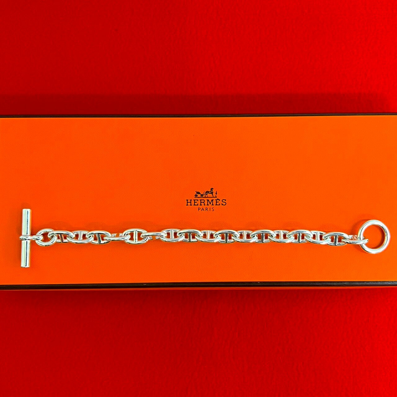 【ポイント2倍】極 美品 HERMES エルメス シェーヌダンクル MM 17コマ シルバー925 チェーン ブレスレット アクセサリー 小物 シルバー 032mm【送料無料】【中古】