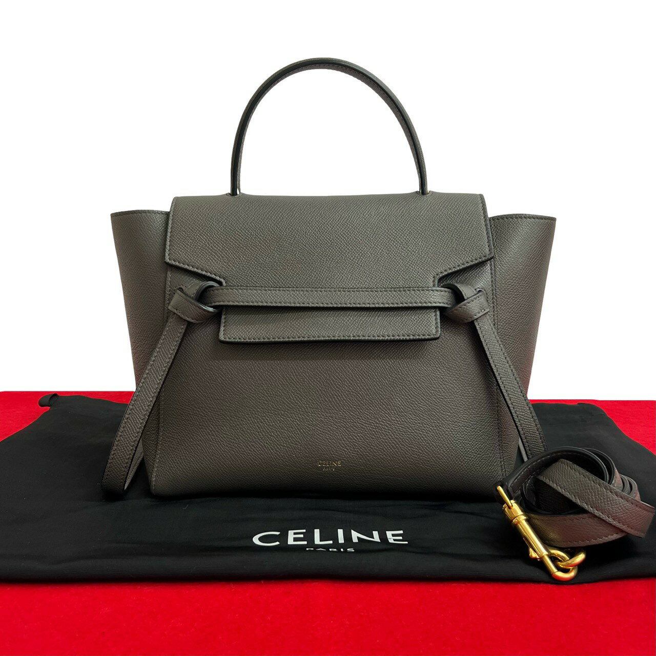 【ポイント2倍】極 美品 保存袋付き CELINE セリーヌ ラゲージ マイクロショッパー レザー 本革 2way ..