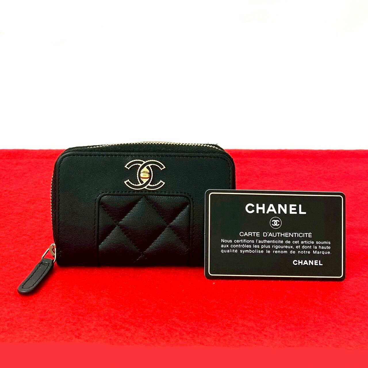 【ポイント2倍】極 美品 カード シール有 26番台 CHANEL シャネル マドモアゼル ココマーク ラムスキン ラウンドジップ コインケース ブラック 64251【送料無料】【中古】