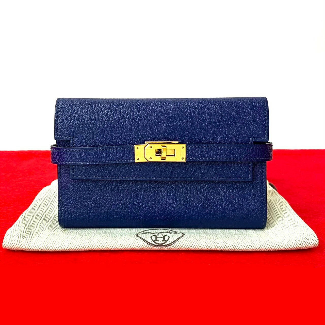 【ポイント2倍】未使用保管品 袋付 C 刻印 HERMES エルメス ケリーウォレット ミディアム シェーブル ..